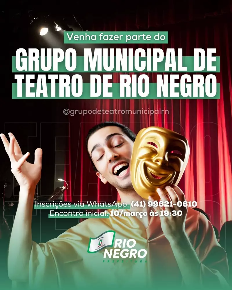 Inscrições para o Grupo Municipal de Teatro de Rio Negro estão abertas